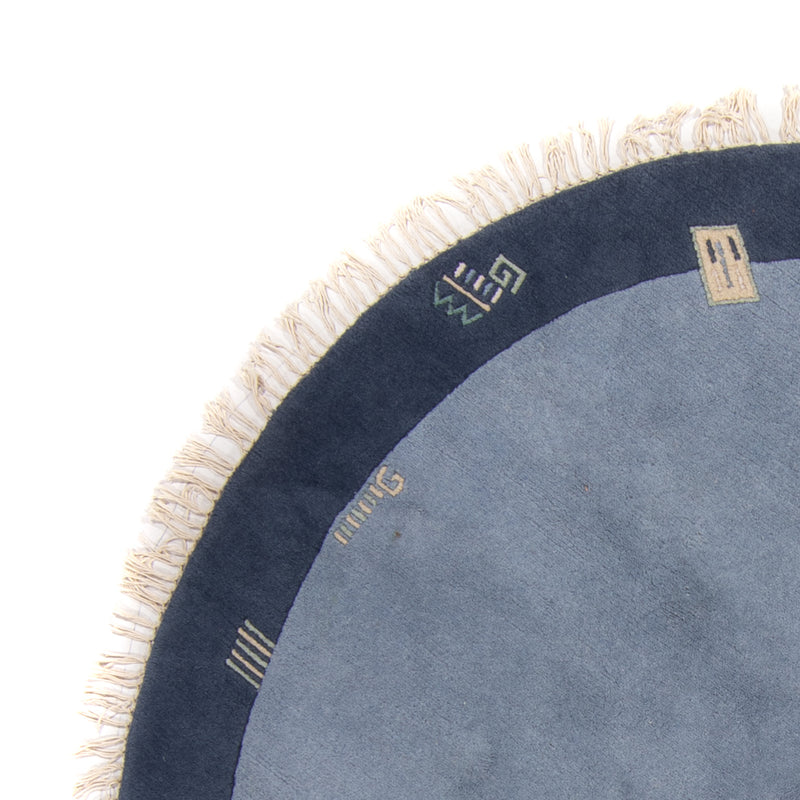 Nepal Teppich rund  - 197 x 197 cm - blau