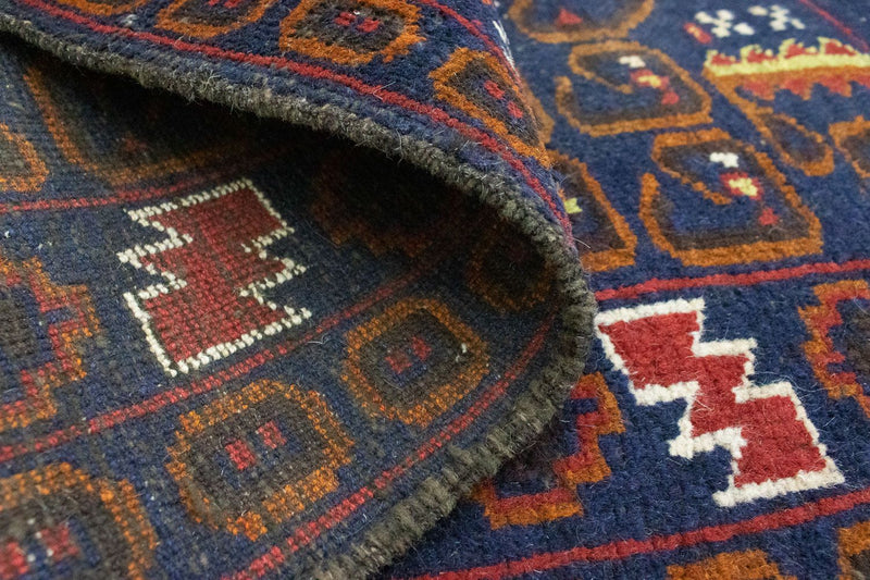 Belutsch Teppich 136 x 76 cm - blau