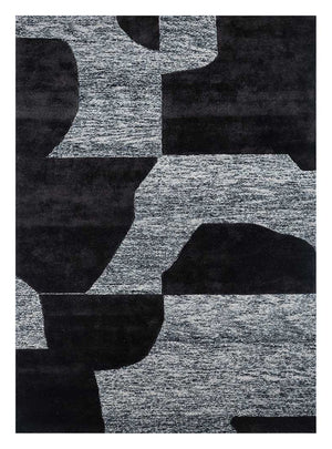 Wollteppich - 270 x 180 cm - schwarz-weiß
