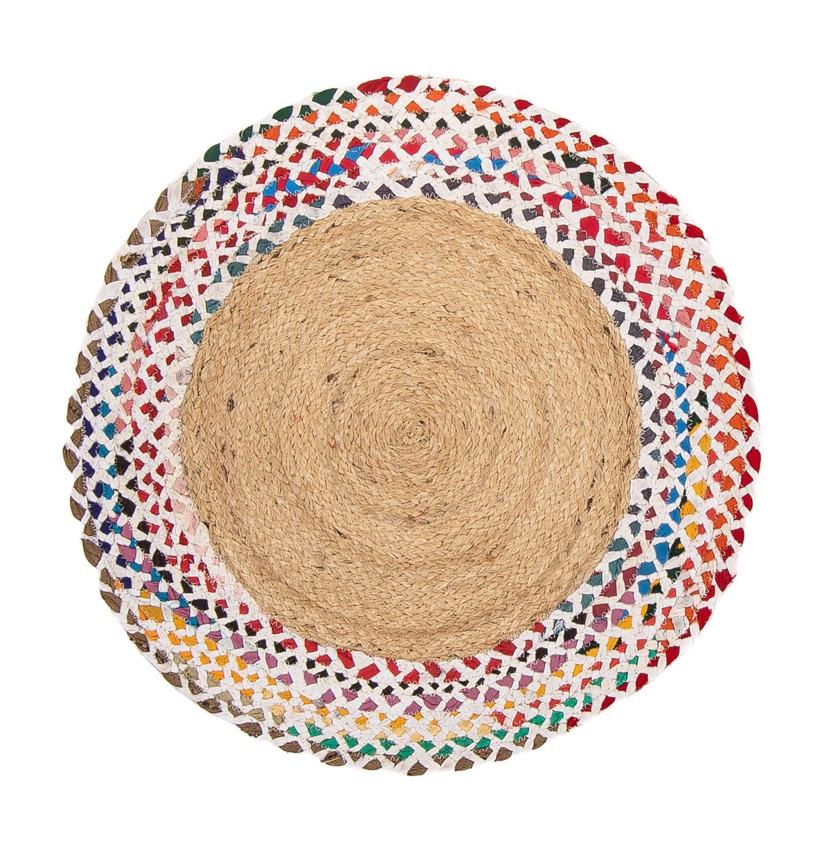 Juteteppich rund - 60 x 60 cm - mehrfarbig