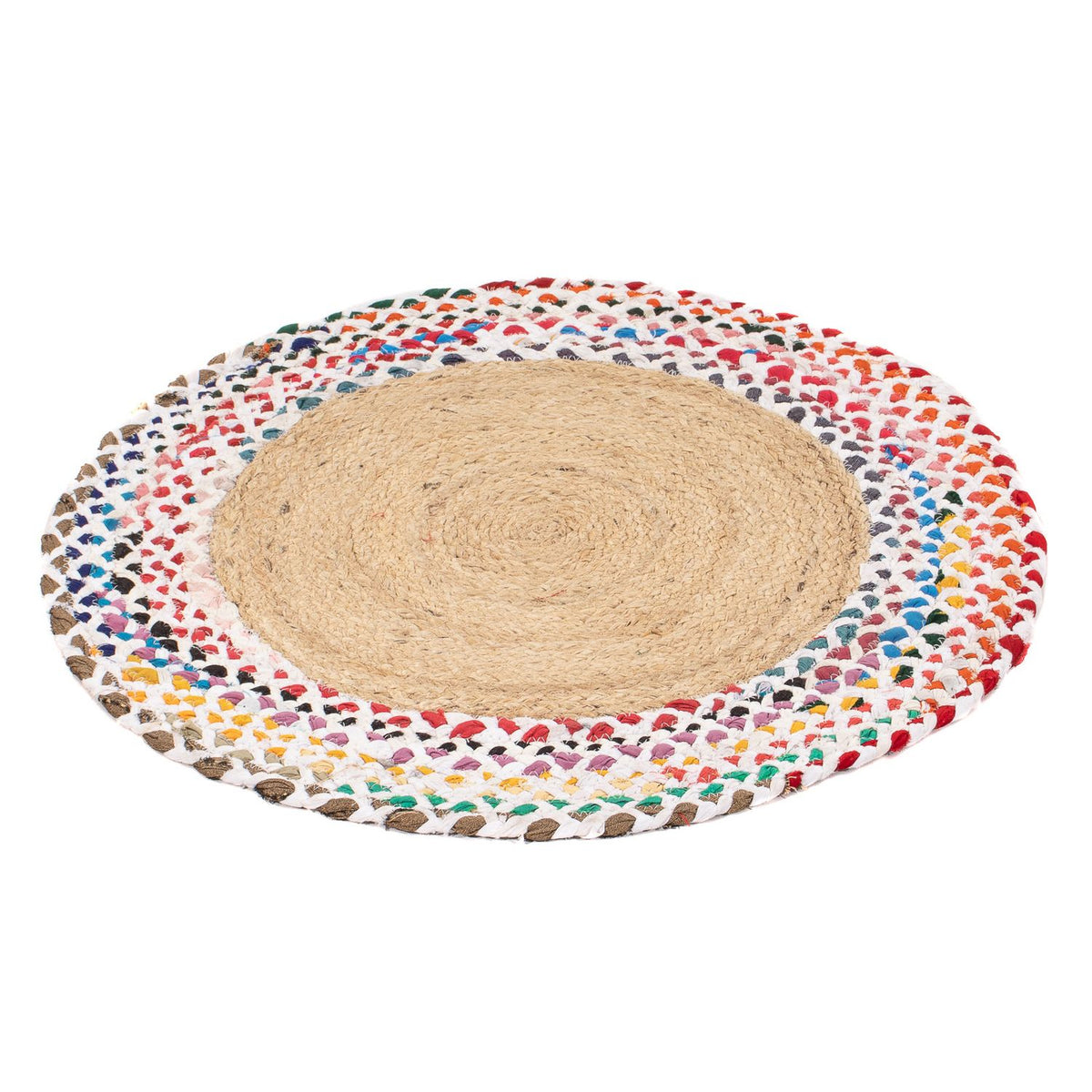 Juteteppich rund - 60 x 60 cm - mehrfarbig
