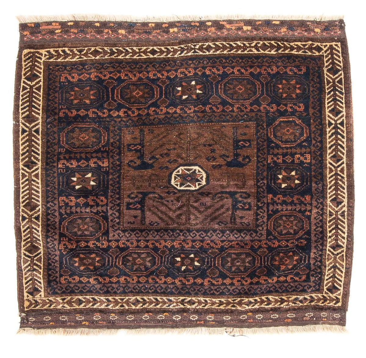 Afghan Teppich quadratisch - 80 x 80 cm - braun