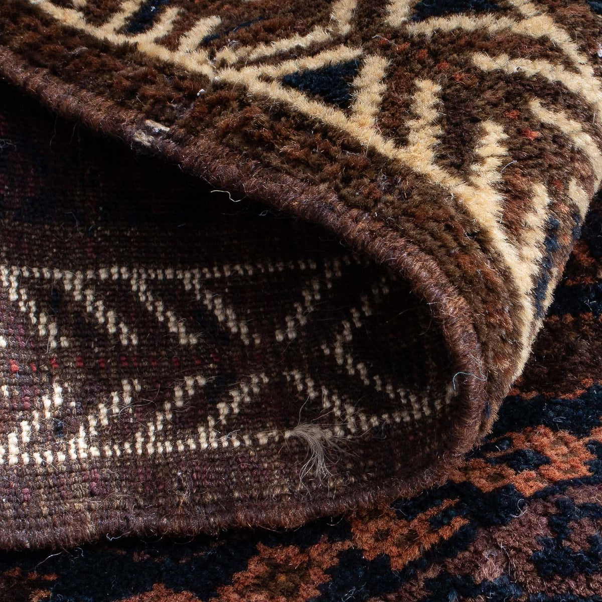 Afghan Teppich quadratisch - 80 x 80 cm - braun