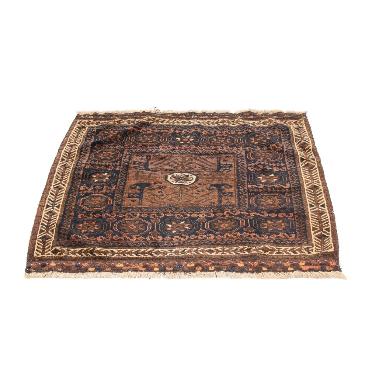 Afghan Teppich quadratisch - 80 x 80 cm - braun