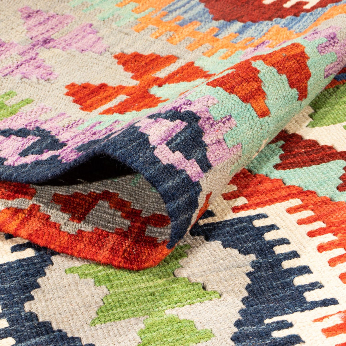 Läufer Kelim - Splash - 208 x 86 cm - mehrfarbig