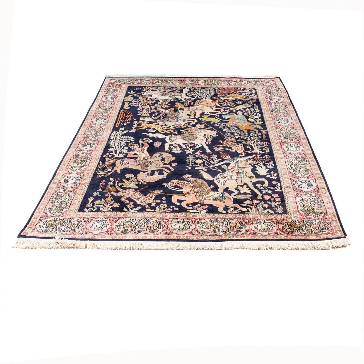 Seidenteppich - Kaschmir Seide - 215 x 133 cm - dunkelblau