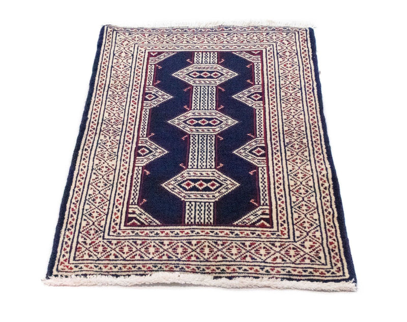 Turkaman Teppich 88 x 62 cm - blau