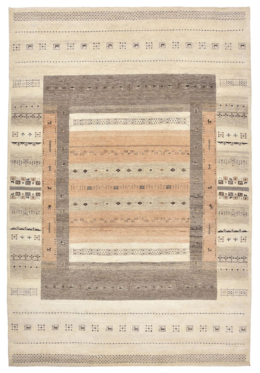 Gabbeh Teppich - Loribaft Indus - 299 x 205 cm - dunkelbeige