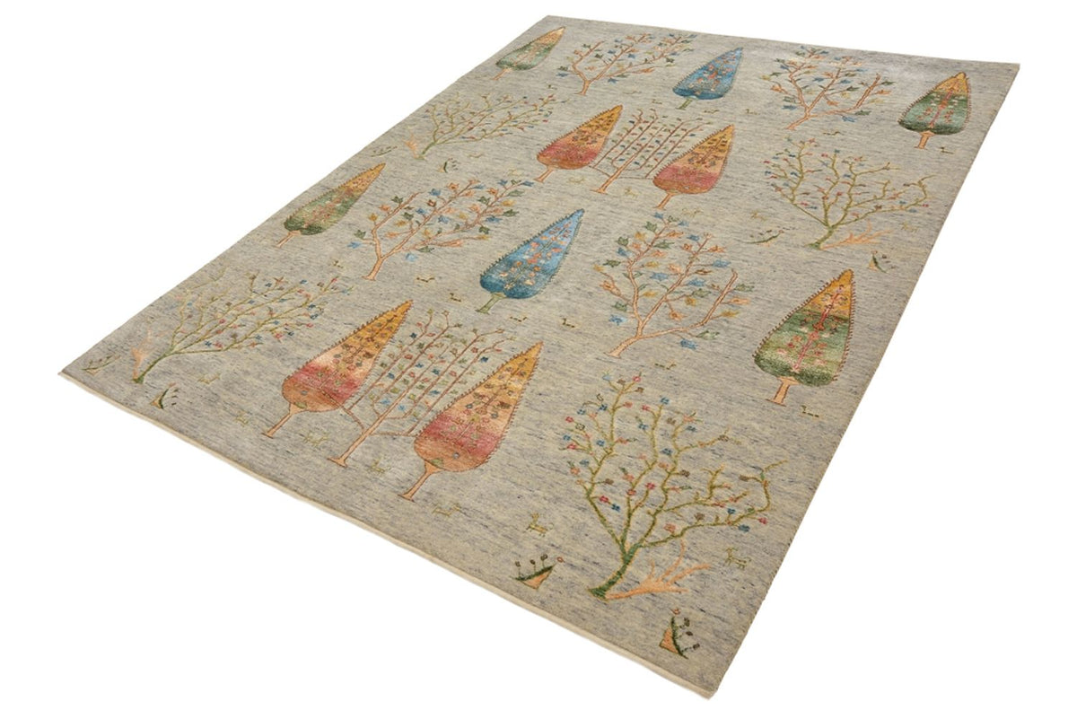 Gabbeh Teppich - Loribaft Indus - 241 x 173 cm - hellgrau