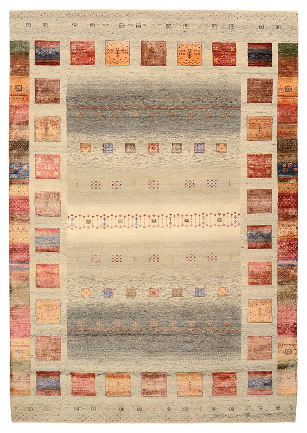 Gabbeh Teppich - Loribaft Indus - 301 x 207 cm - dunkelbeige