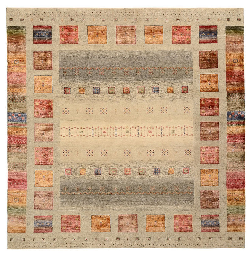 Gabbeh Teppich - Loribaft Indus quadratisch  - 249 x 248 cm - dunkelbeige