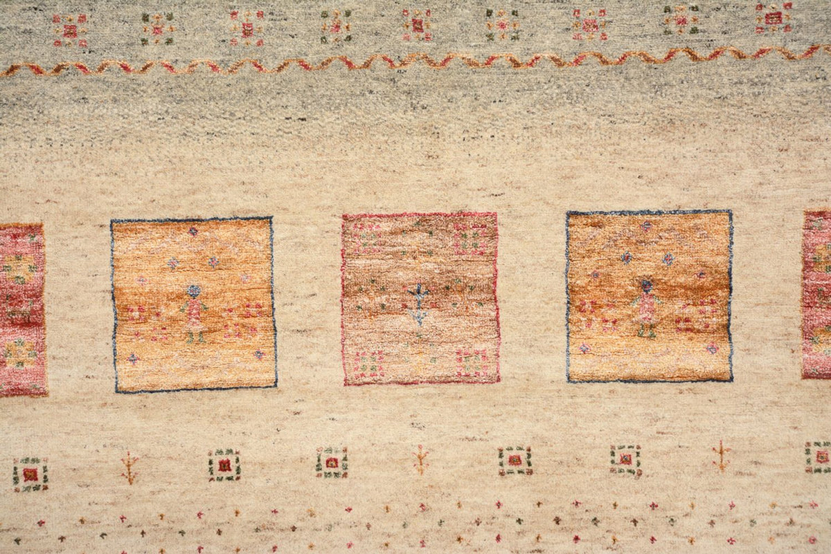 Gabbeh Teppich - Loribaft Indus quadratisch  - 204 x 202 cm - hellbeige