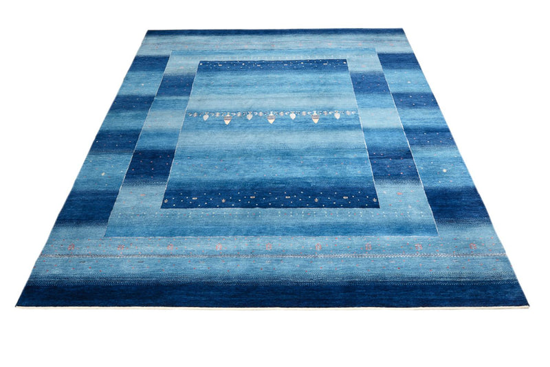Gabbeh Teppich - Loribaft Indus - 303 x 241 cm - seeblau