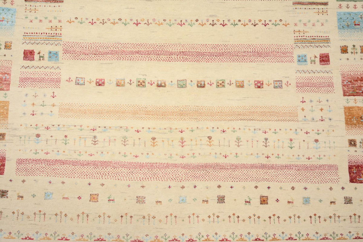 Gabbeh Teppich - Loribaft Indus - 206 x 149 cm - hellbeige