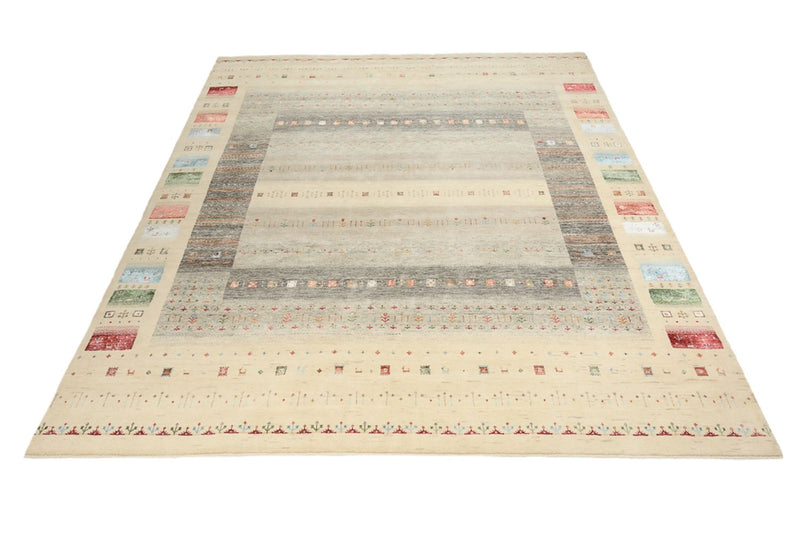 Gabbeh Teppich - Loribaft Indus - 304 x 251 cm - hellbeige