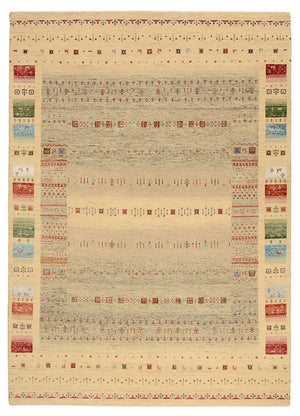 Gabbeh Teppich - Loribaft Indus - 241 x 172 cm - dunkelbeige