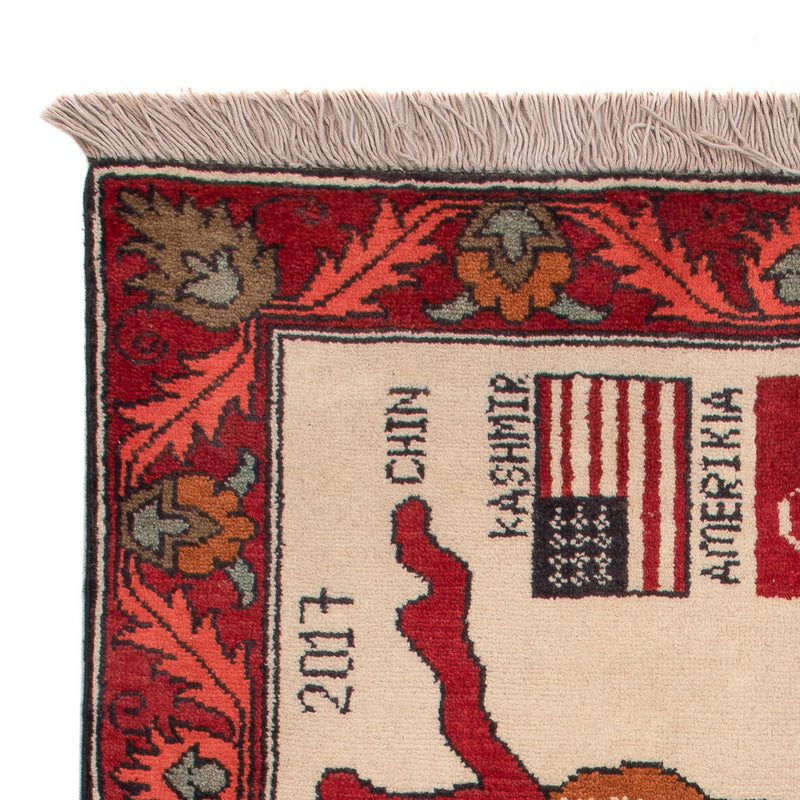 Afghan Teppich - Landkarte - 110 x 75 cm - mehrfarbig