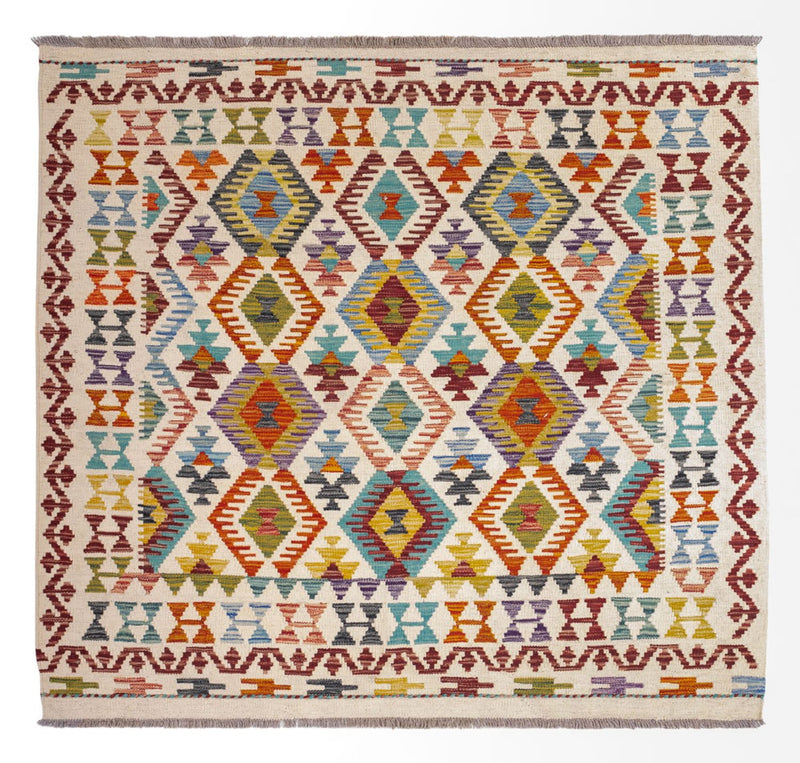 Kelim Teppich - Splash quadratisch  - 154 x 143 cm - mehrfarbig