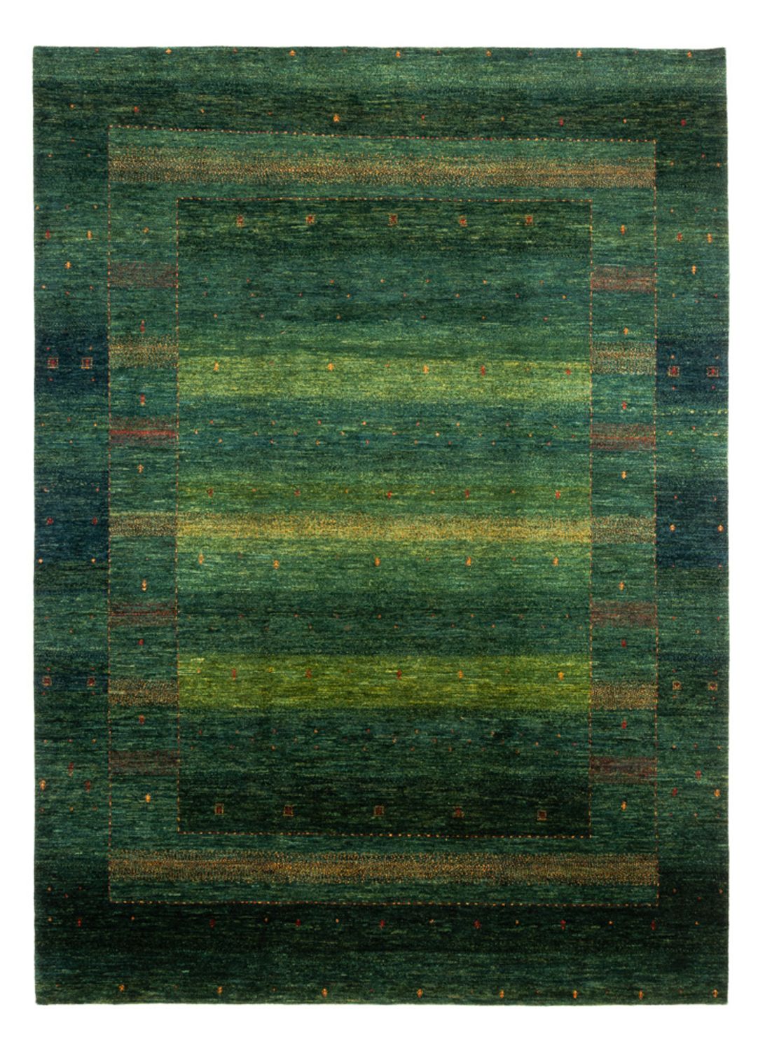 Gabbeh Teppich - Loribaft Perser - 314 x 233 cm - grün