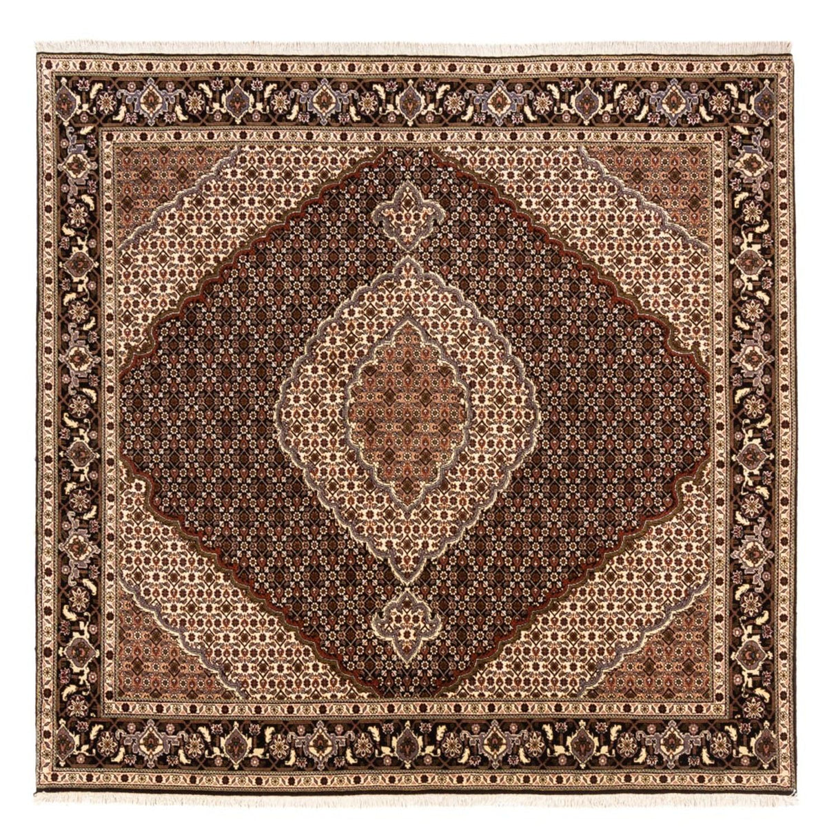 Perserteppich - Täbriz - Royal quadratisch - 203 x 198 cm - dunkelbeige