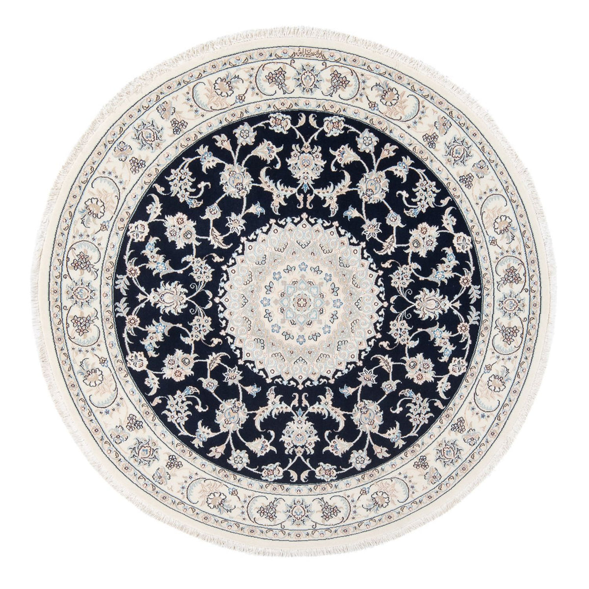 Perserteppich - Nain - Premium rund - 150 x 150 cm - dunkelblau