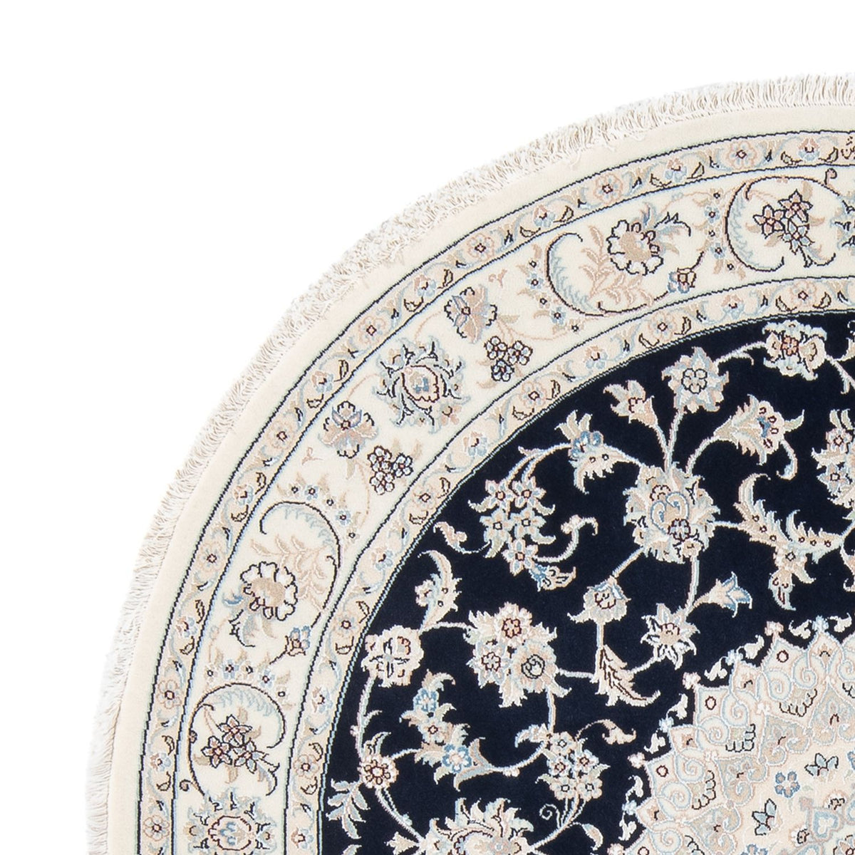 Perserteppich - Nain - Premium rund - 150 x 150 cm - dunkelblau