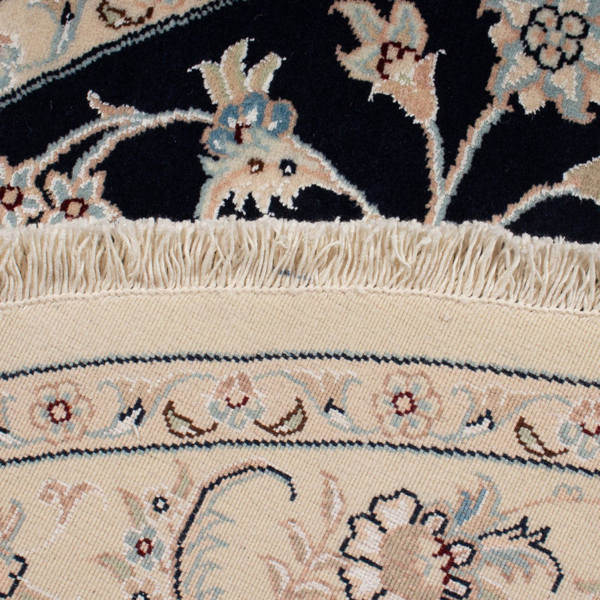 Perserteppich - Nain - Premium rund - 150 x 150 cm - dunkelblau
