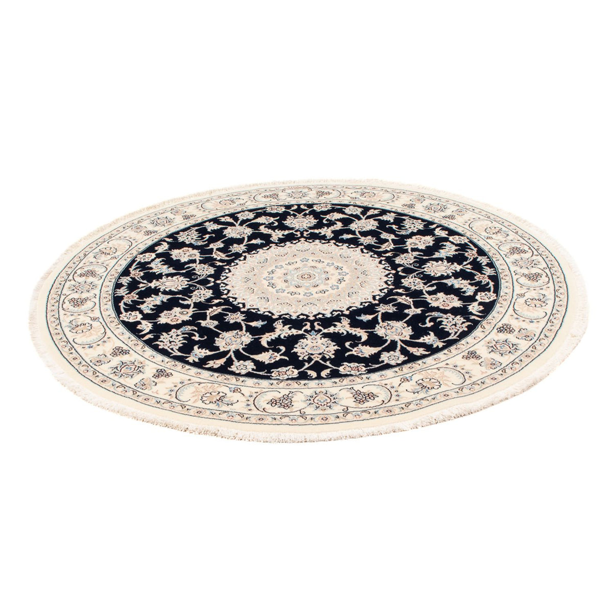Perserteppich - Nain - Premium rund - 150 x 150 cm - dunkelblau