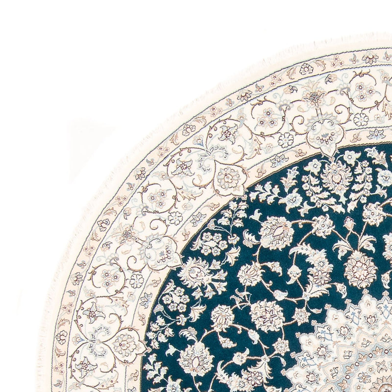 Perserteppich - Nain rund  - 200 x 200 cm - petrolblau