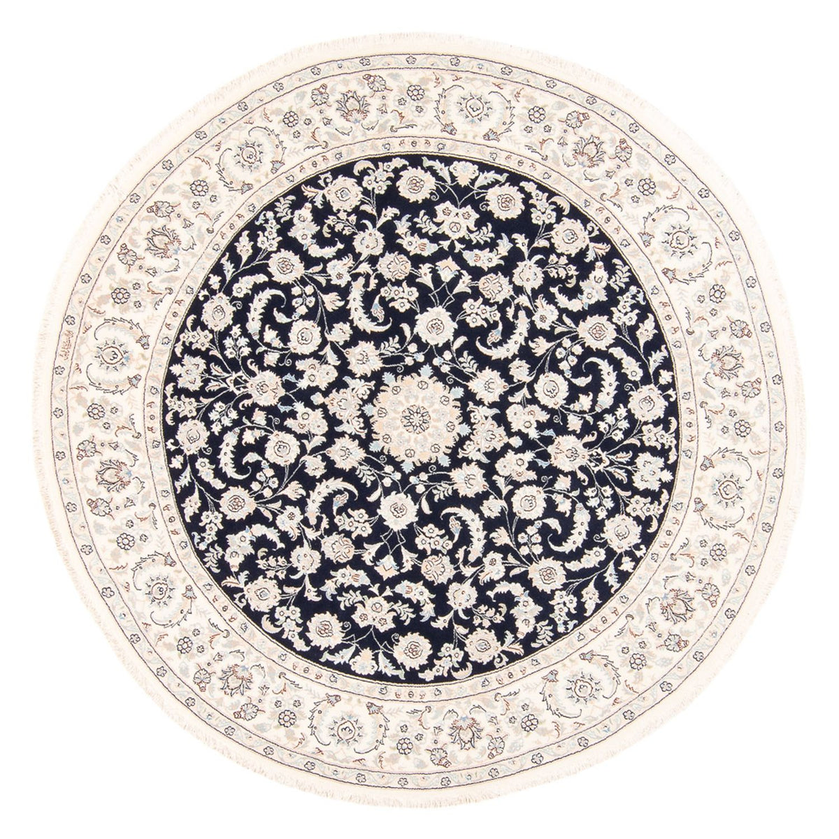 Perserteppich - Nain rund  - 202 x 202 cm - dunkelblau