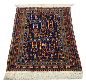 Afghan Teppich 131 x 87 cm - dunkelblau