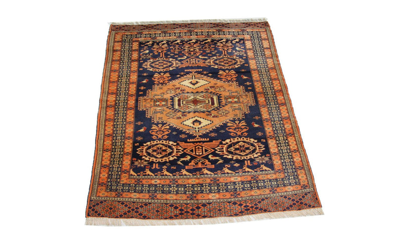 Afghan Teppich 129 x 107 cm - blau