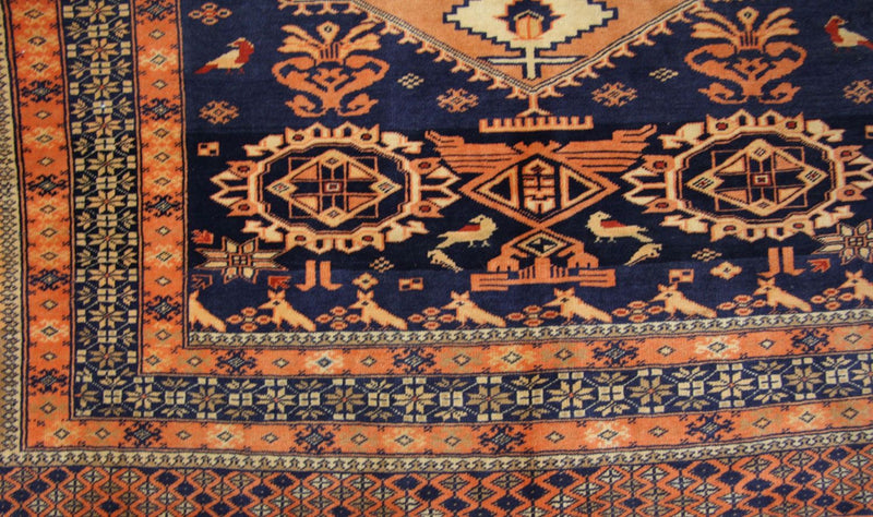 Afghan Teppich 129 x 107 cm - blau