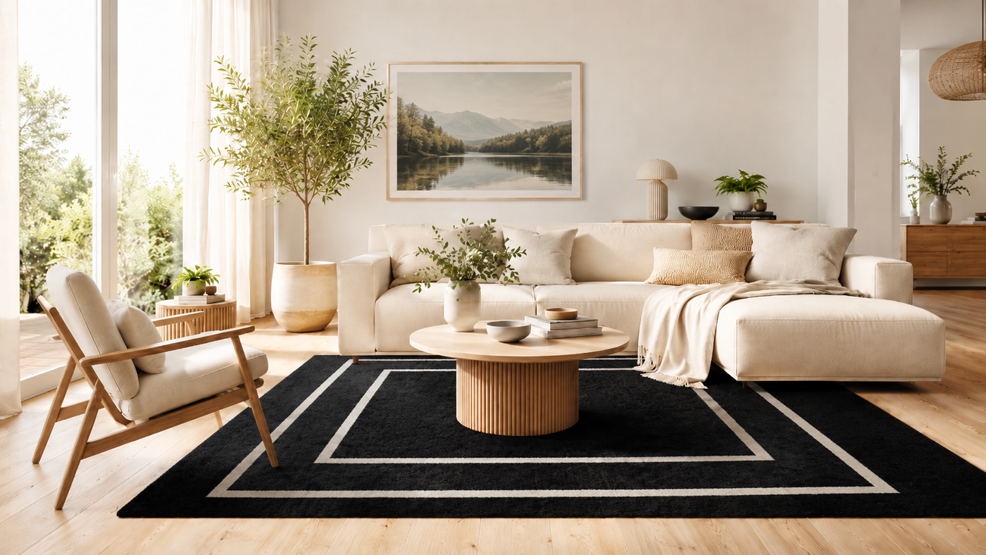 Schwarze Teppiche gekonnt kombinieren: Eleganz ohne düstere Wirkung
