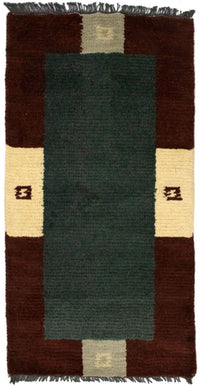 Nepal Teppich 140 x 70 cm - grün