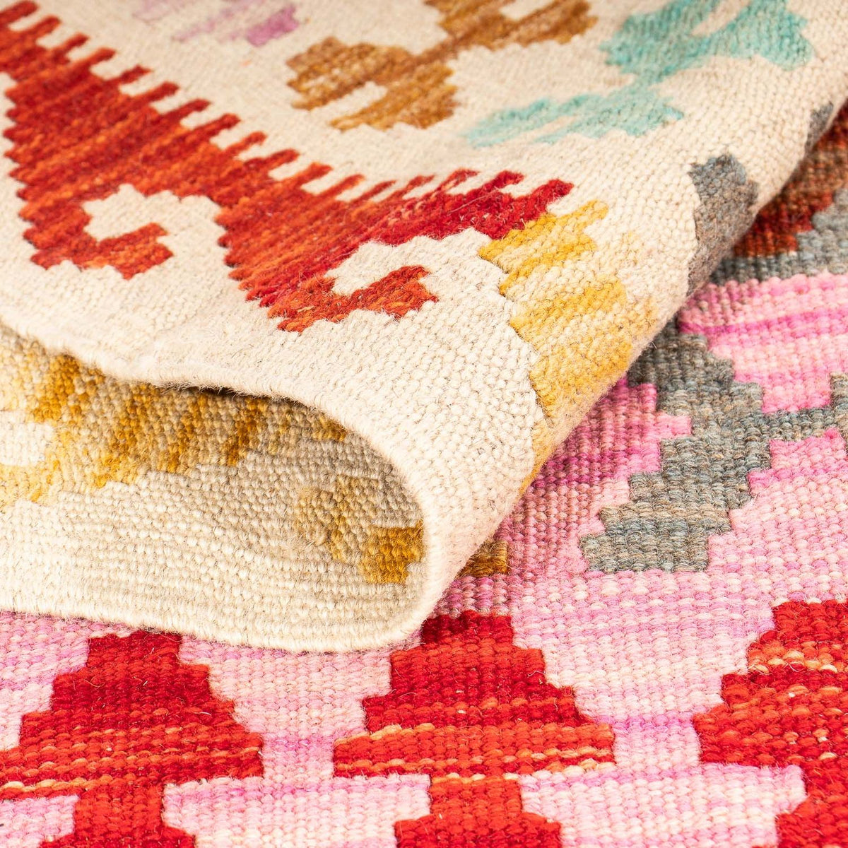 Kelim Teppich - Splash 175 x 130 cm - rosa