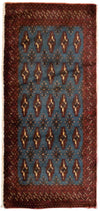 Turkaman Teppich 60x130cm - Orientteppich - Rechteckig / Blau / 60 x 130 cm Rechteckig