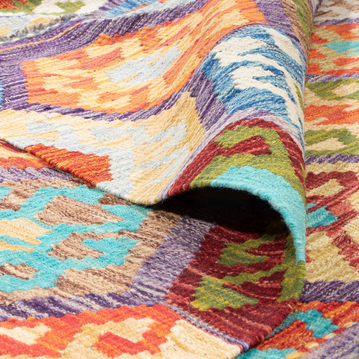 Kelim Teppich - Splash quadratisch  - 201 x 189 cm - mehrfarbig