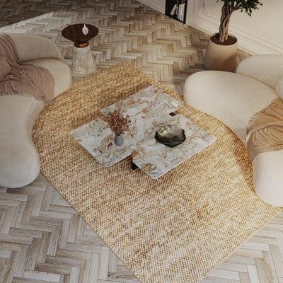 Wollteppich - Filzkugel - Mosaik - rund