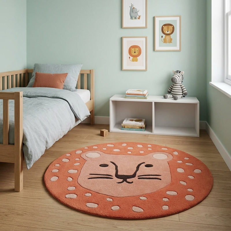Kinderteppich Löwe rund