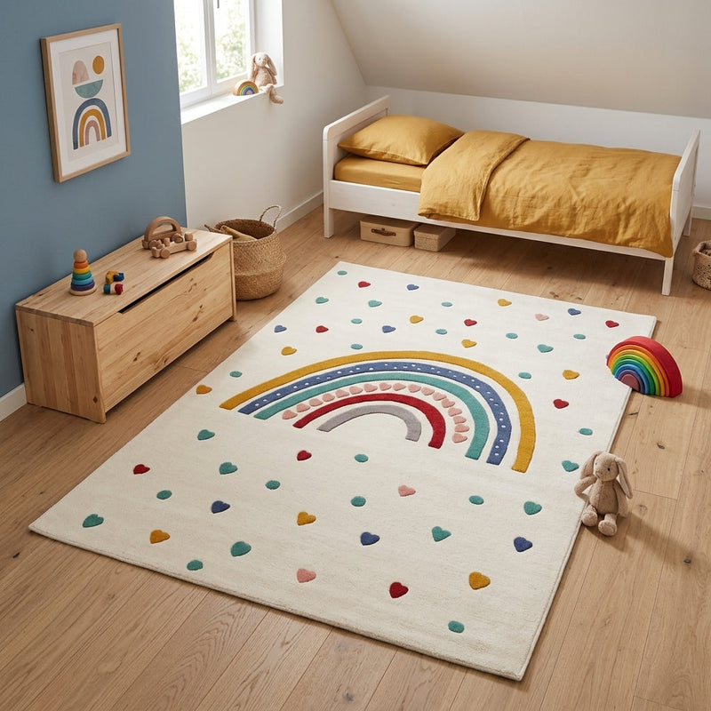 Kinderteppich Regenbogen Herzen