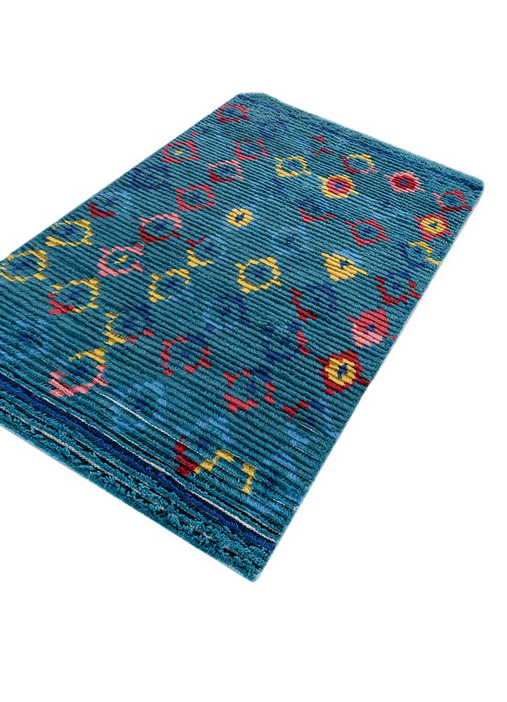Wollteppich - 90 x 150 cm - blau