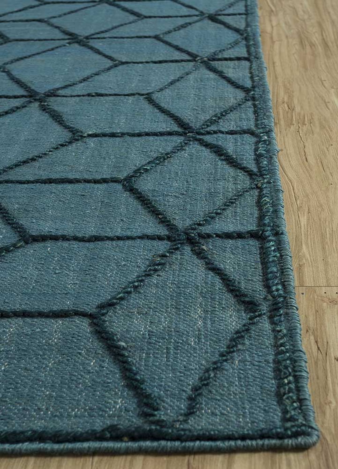 Wollteppich - 240 x 150 cm - seeblau