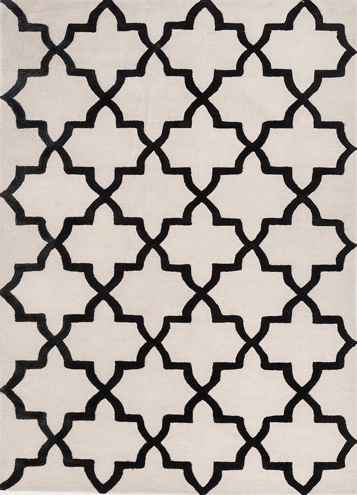 Wollteppich - 180 x 270 cm - schwarz-weiß
