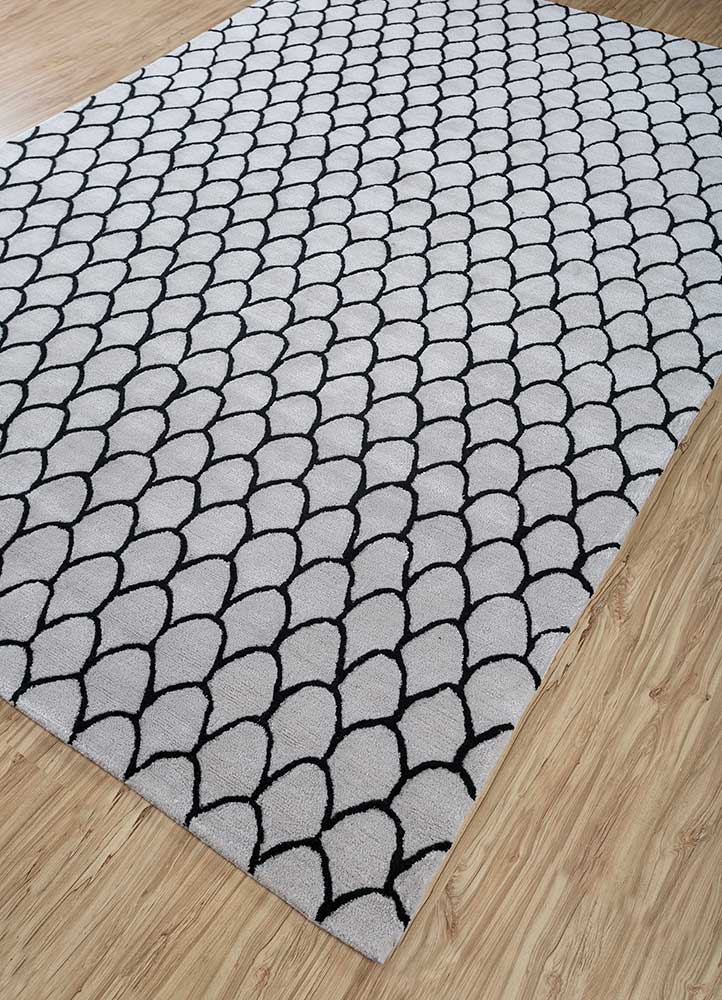 Wollteppich - 180 x 270 cm - schwarz-weiß