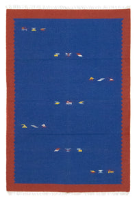 Kelim Teppich - Trendy 180 x 120 cm - blau