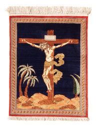 Seidenteppich - Ghom Seide - Premium - 71 x 56 cm - dunkelblau