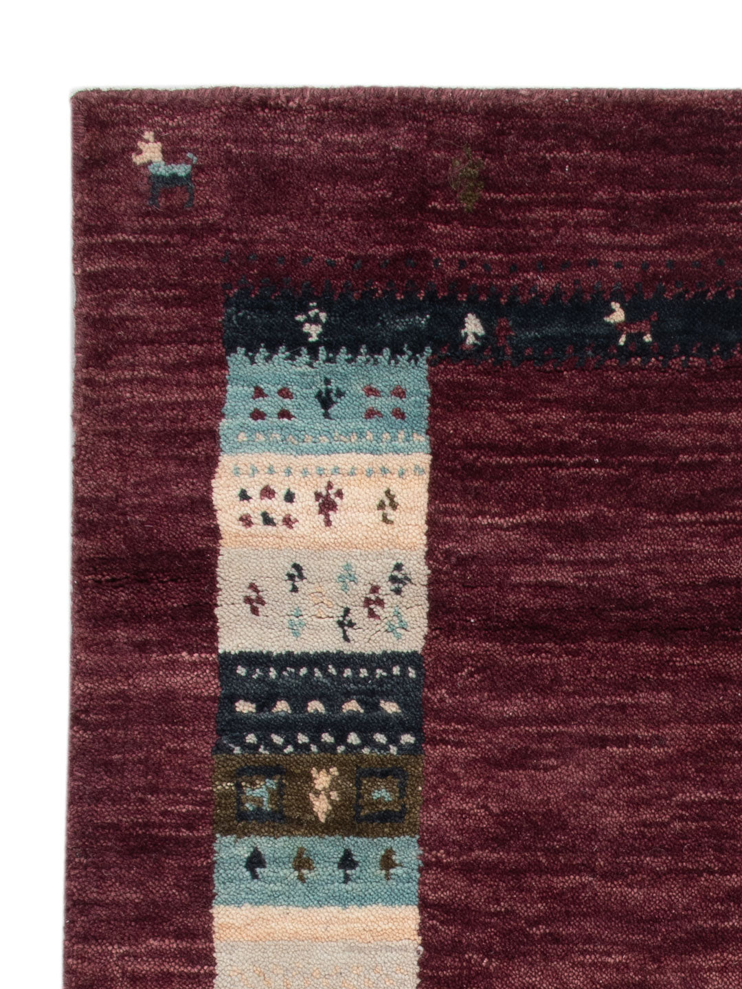 Gabbeh Teppich - Loribaft Softy - 90 x 60 cm - dunkelrot