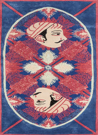 Wollteppich - 240 x 120 cm - blau