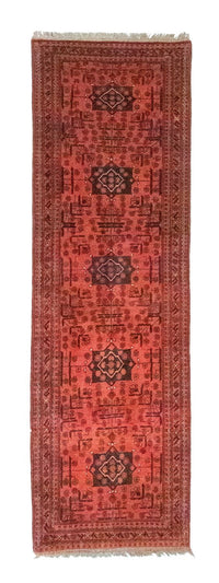Afghan Teppich - Kunduz 298 x 79 cm - rot
